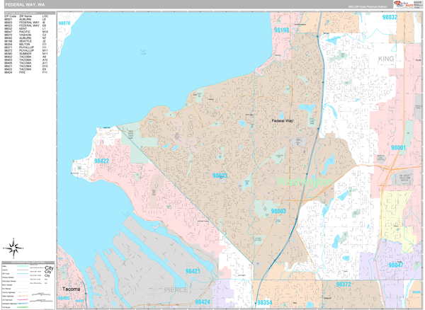 Federal Way City Digital Map Premium Style